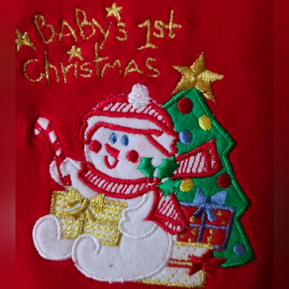 Infant Holiday 1st Christmas Outfit + Santa Hat Size 6/9 mos NWT - Picture 2 of 5
